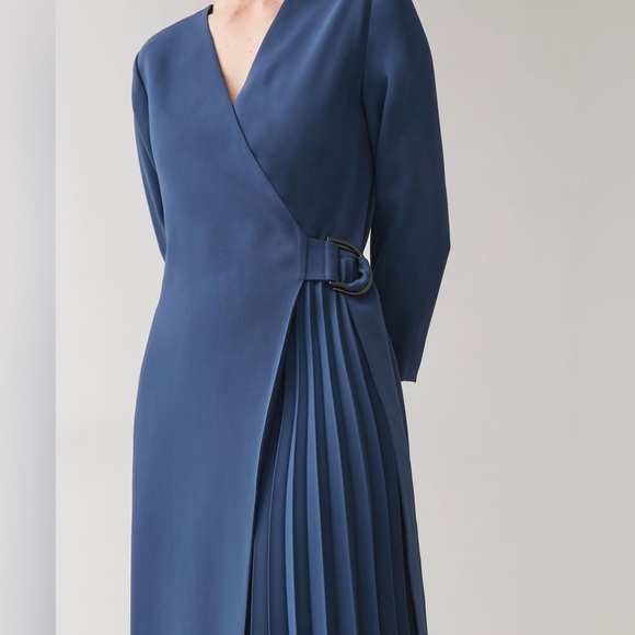 COS Pleated Front Wrap Dress Size 38 / US 8 - Picture 8 of 13